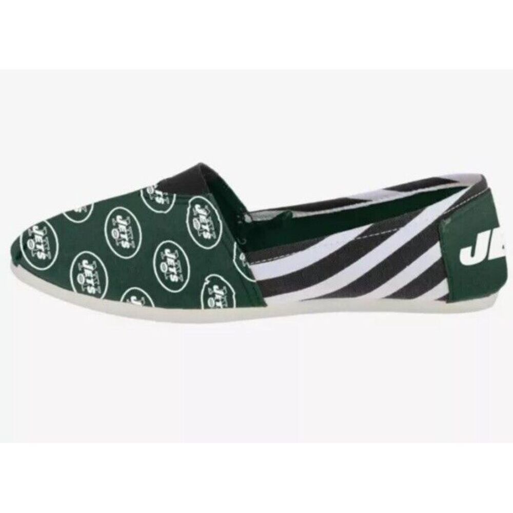 New York Jets FOCO Football NFL Women's Canvas Stripe Shoes Size 9 Women's‎ NWT